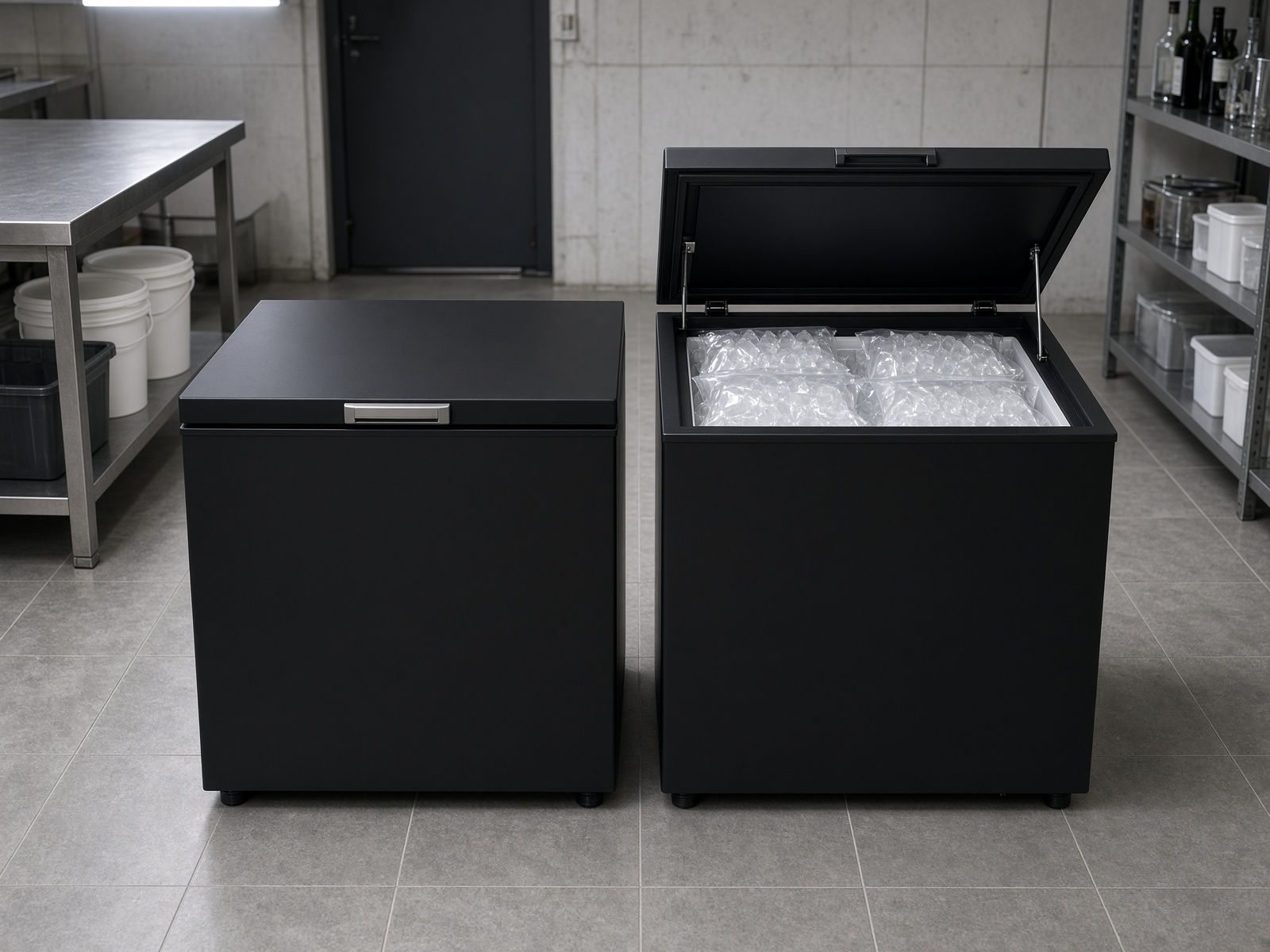 Black 5 or 7 cubic foot chest freezers stocked with Titan Ice