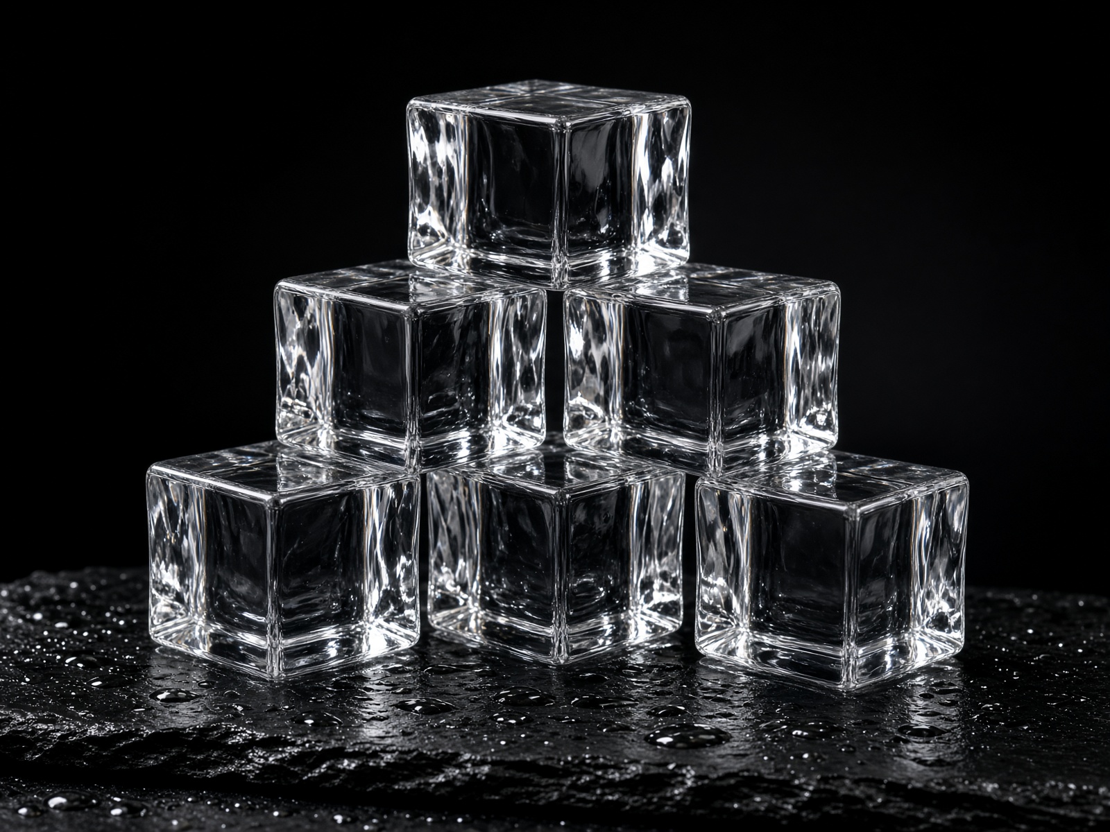 Stacked crystal-clear Titan cocktail ice cubes